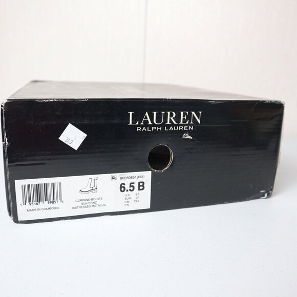 LAUREN RALPH LAUREN Gold Distressed Lug Sole Goring Corinne  Block Heel Booties - Picture 5 of 12